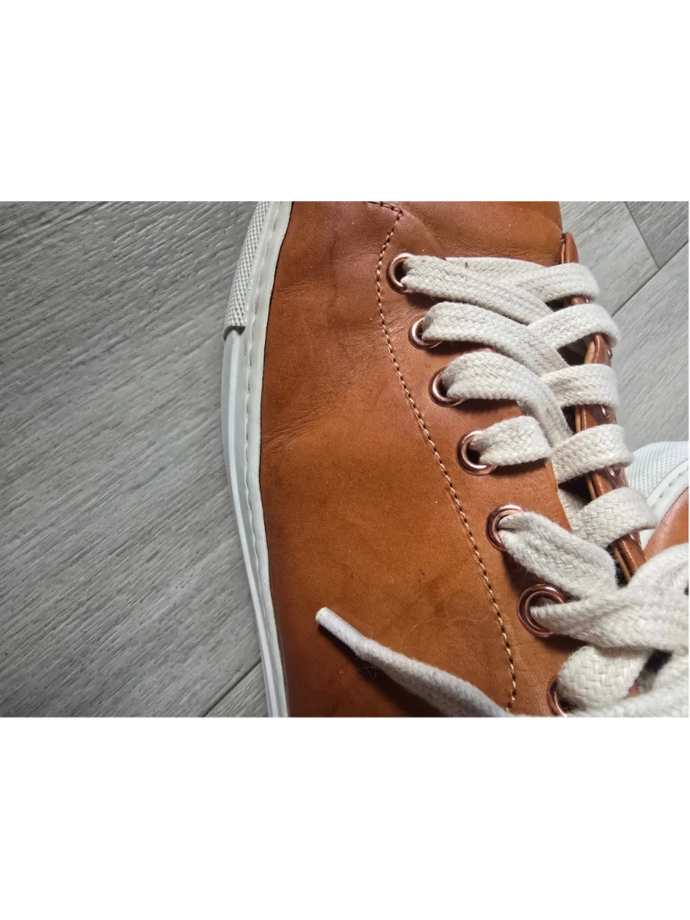 Men's Good Man BrandLegend Lo vachetta Leather Sneakers Brown and White Size 9